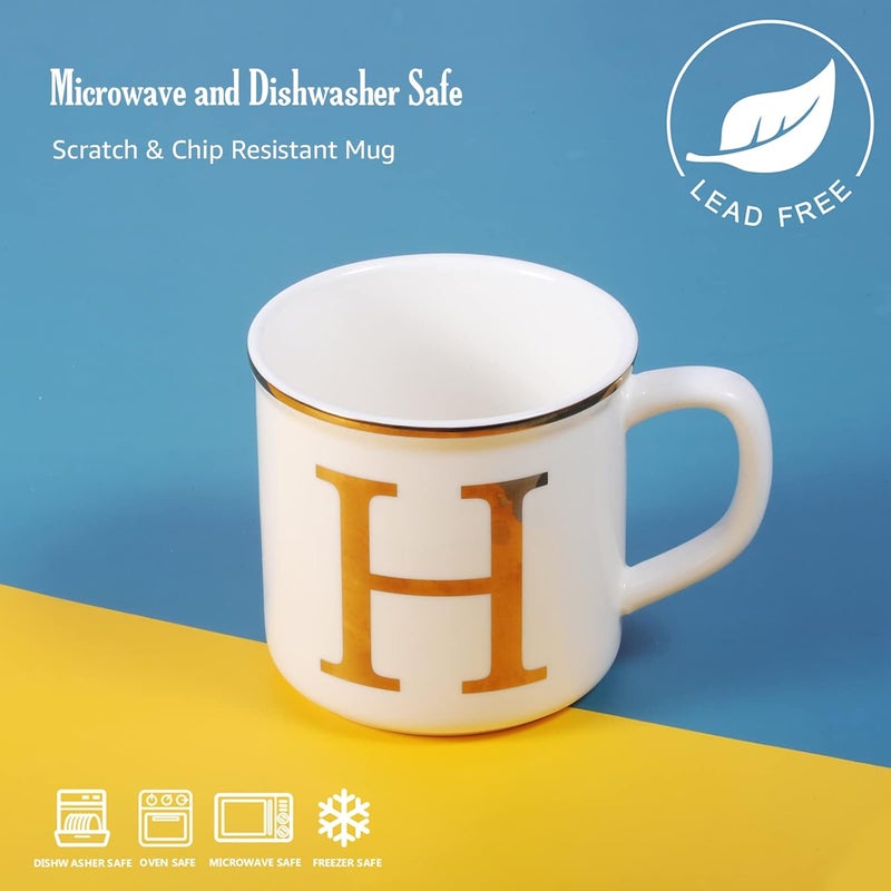 Miicol Ceramic Coffee Mug 16 oz, Monogram Coffee Cup, Golden Initial Tea Mug, Personalized Tea Cup, Unique Gift, Large Mug for Home, Office, Letter H - Image 4